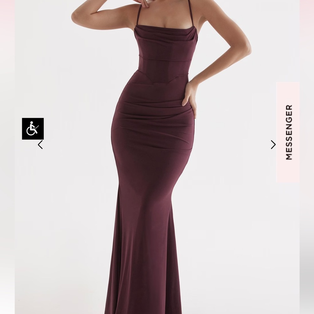 House of CB Milena Dark Cherry Purple Corset Maxi Dress NWOT